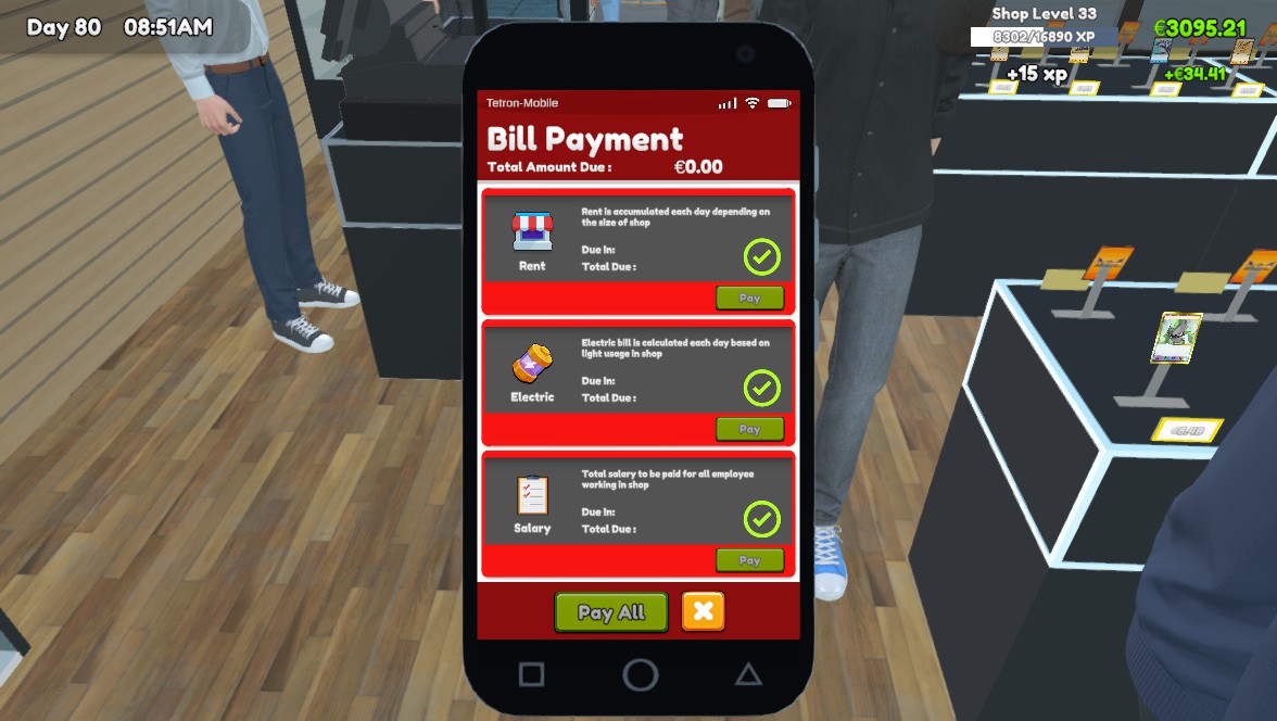 Budget du TCG Card Shop Simulator